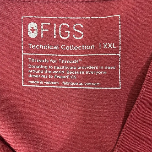 FIGS Scrub Top Womens Size XXL Burgundy Red Rafaela Sleeveless V-Neck Medical - Picture 7 of 9